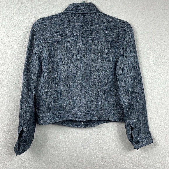 Theory Denim Trucker Jacket Herringbone Melange Linen Blend Sz P - Picture 7 of 14